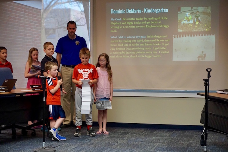<p>GMS kindergarten student Dominic DeMaria shared how he wanted to become a better reader and writer and how he tackled both by the end of the school year. </p>
