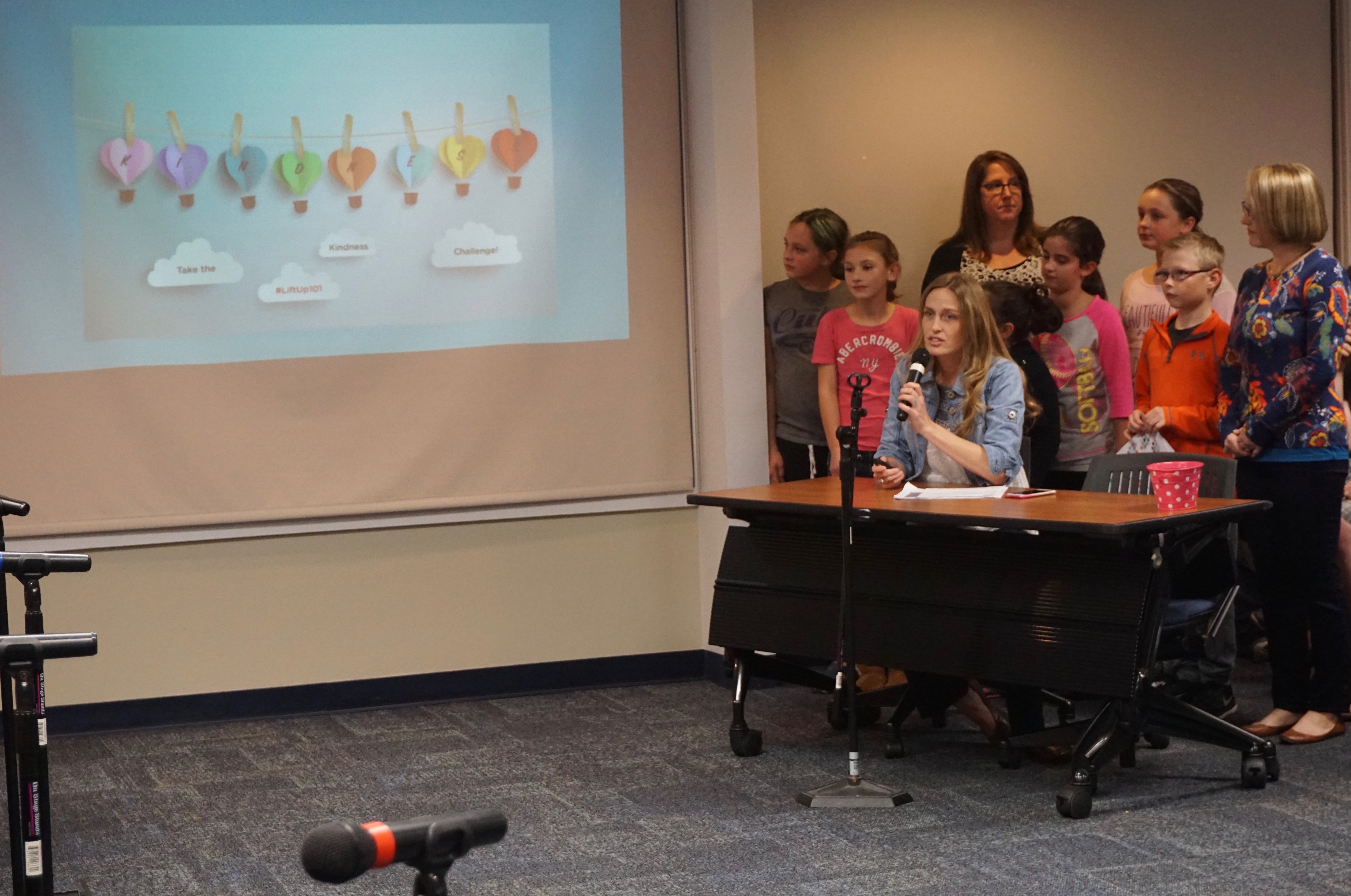 <p>During the Nov. 15 Board Meeting, the #LiftUp101 Kindness Challenge, led by AGS Music Teacher Mary Jensen, was celebrated.</p>
