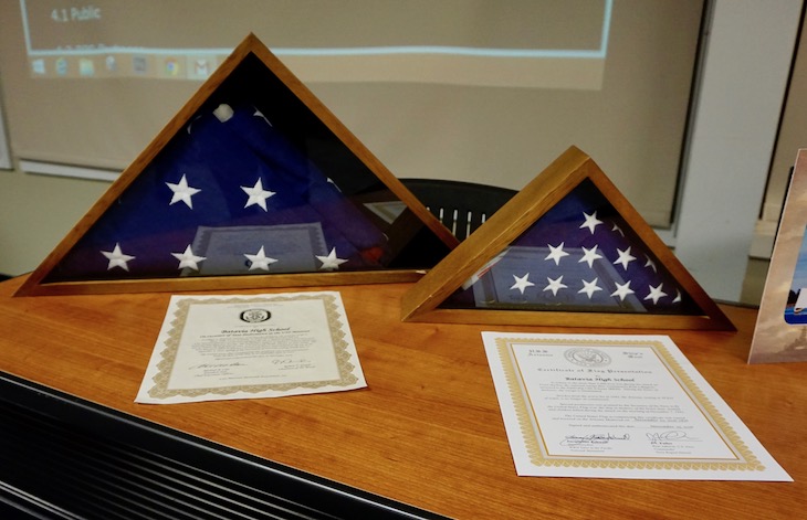 <p>Flags from the Batavia Marching Band’s trip to Pearl Harbor.</p>

