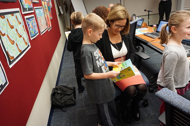 <p>BPS101 Superintendent Dr. Lisa Hichens with a GMS reader.</p>
