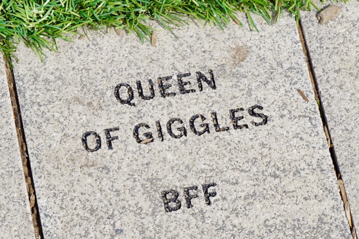 <p>Surrounding the new outdoor stage are stone tiles with special messages. This one made the author of this post smile. 🙂</p>
