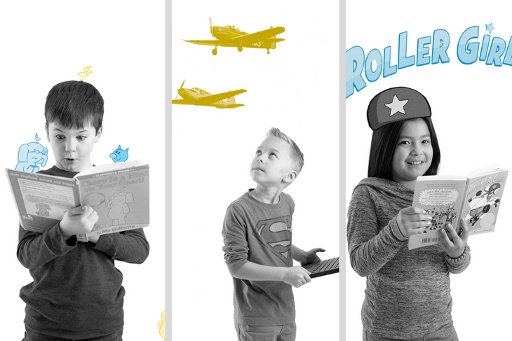 <p>Images of HCS students engaged in reading and writing are sprinkled throughout the new space.</p>
