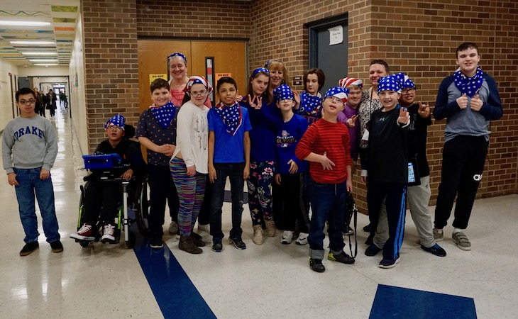 RMS students and paraprofessionals in the Instructional Learning Program greeted all guests as they entered the 2018 Thanksgiving Feast.