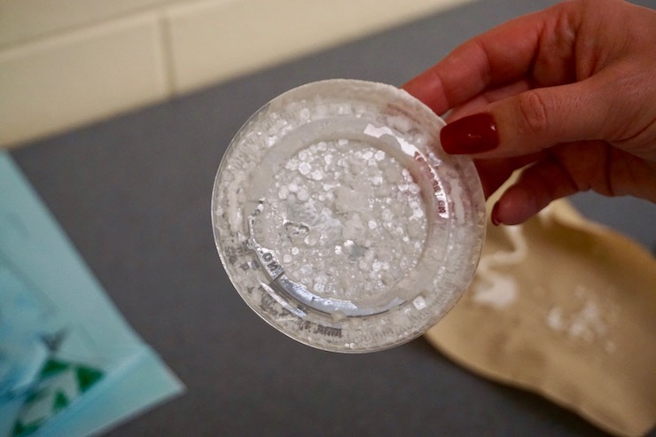 <p>… and on a clear lid. Students also made hanging crystals, but that photo did not turn out so great. 🙁</p>
