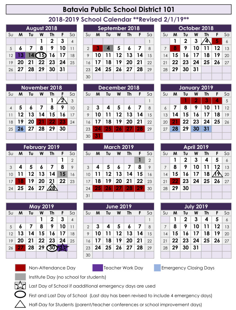 News | Revised 2018-19 Academic Calendar | Batavia High School News | Revised 2018-19 Academic Calendar | Batavia High School