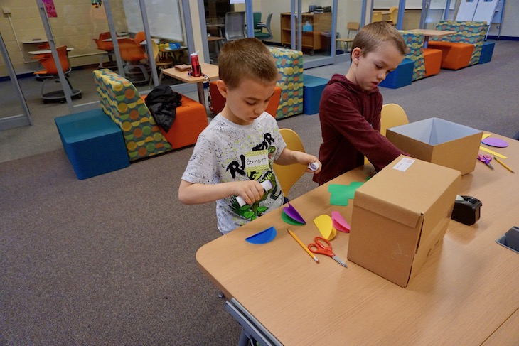 Students made 3D shapes like spheres, cubes, cylinders, and more.