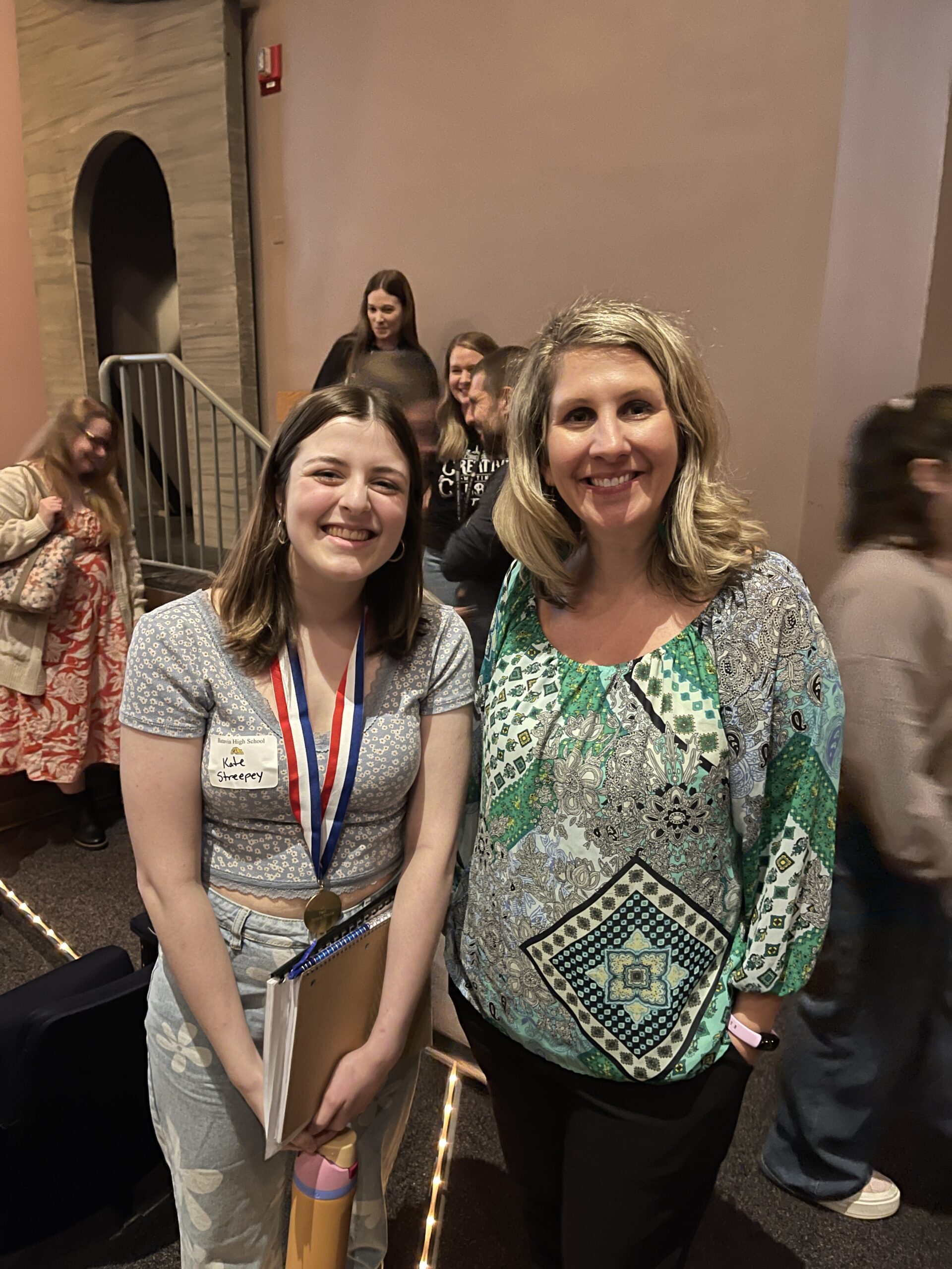 <p>Kate Streepey, Critic’s Choice Winner, accompanied by the judge.</p>
