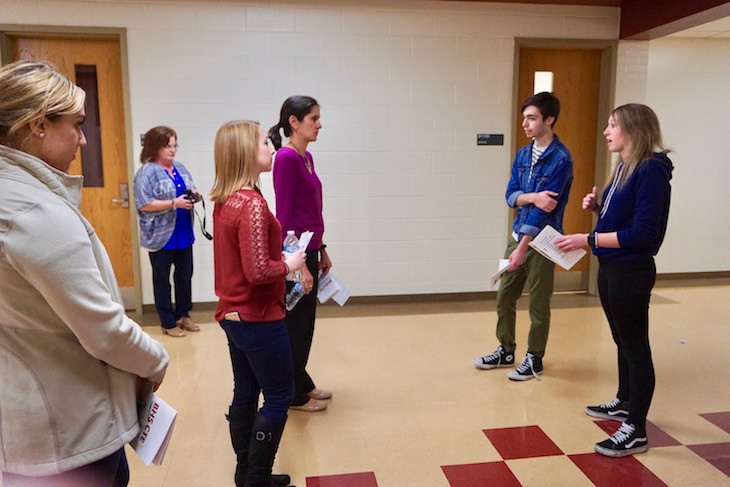 <p>BHS students Matt Gorlewski and Katie Lanham leading tours of Career and Technical Education classrooms at BHS. They did a great job!</p>
