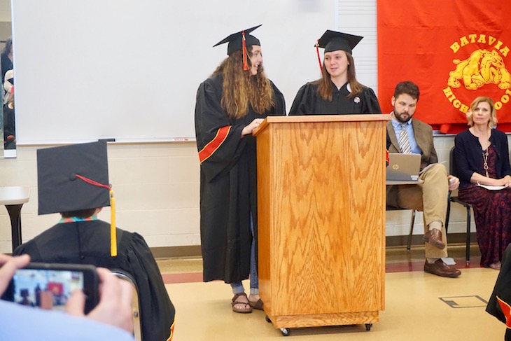 <p>VTP Peer Partners/BHS seniors Brooke Speranza and Aimee Czekajlo shared a few words about Zach and what an honor it was to be part of his life.</p>
