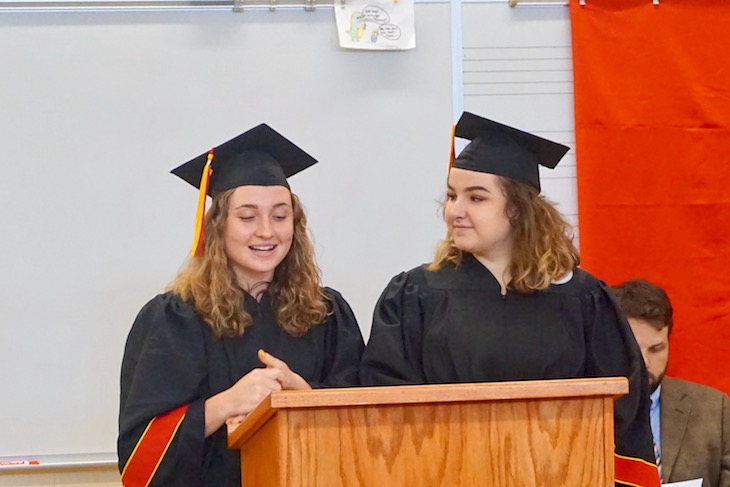 <p>VTP Peer Partners/BHS seniors Sara Wheat and Kenna Ducoff shared comments about Zach’s significant growth in the Vocational Transition Program.</p>
