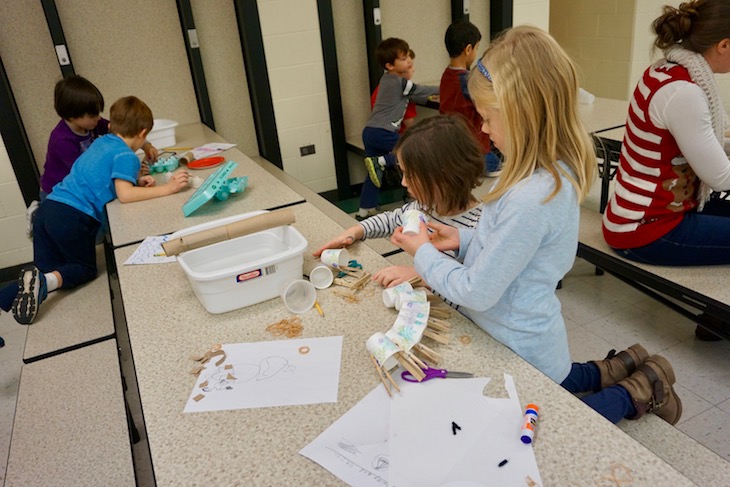 <p>Clever use of cups and clothespins to create a crossing bridge.</p>
