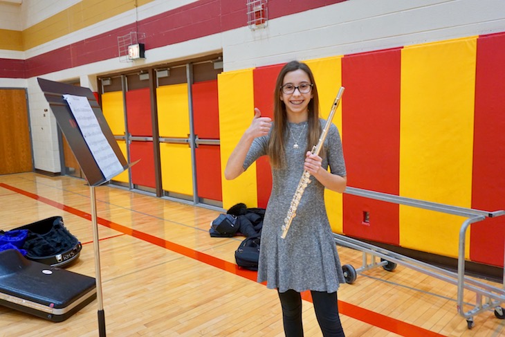 <p> She’s got this! Seventh-grader Taylor Steinys was ready to go prior to her performance of “Petite Gavotte” by G.F. Handel at the 2018 RMS Solo and Ensemble Festival. </p>
